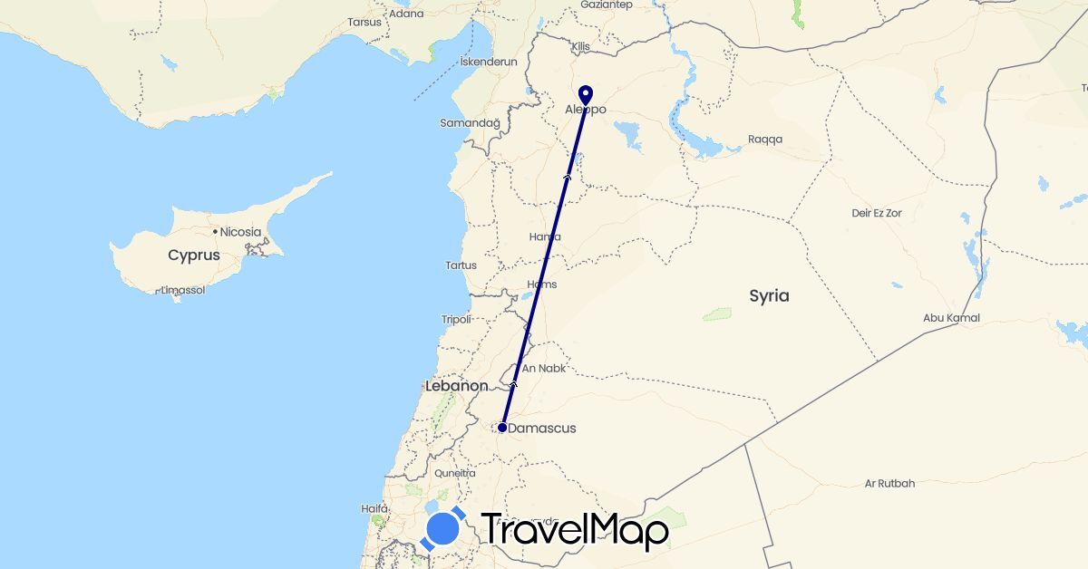 TravelMap itinerary: driving in Syria (Asia)
